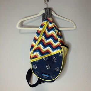 KAVU Camping Tent Print Rope Sling Bag Backpack Chevron Pattern
